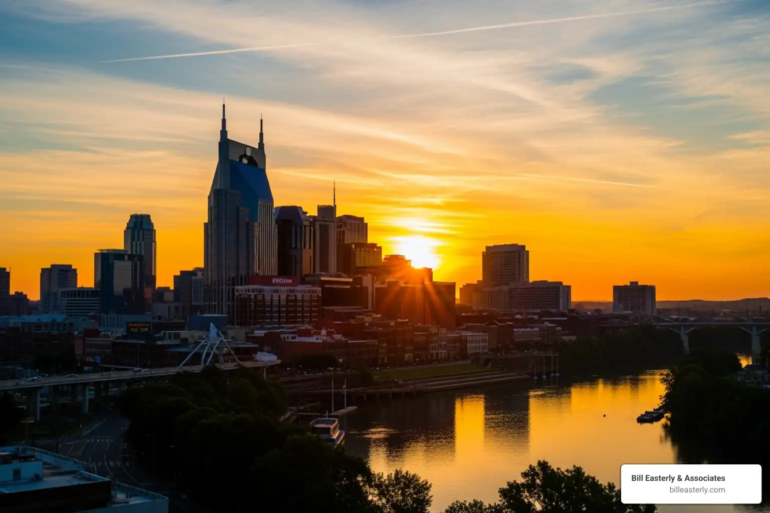sunrise over the Nashville skyline - wrongful death law firm